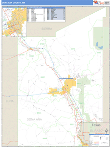Dona Ana County, New Mexico Zip Code Wall Map