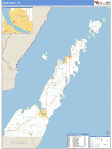Door County, Wisconsin Zip Code Wall Map