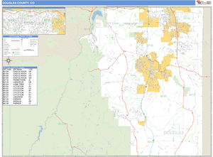 Douglas County, Colorado Zip Code Wall Map
