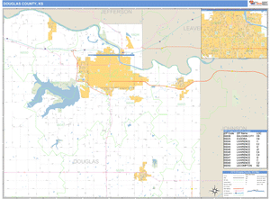 Douglas County, Kansas Zip Code Wall Map