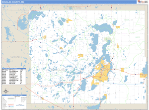 Douglas County, Minnesota Zip Code Wall Map