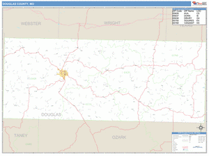 Douglas County, Missouri Zip Code Wall Map