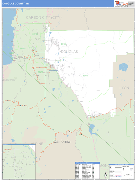 Douglas County, Nevada Zip Code Wall Map Market Maps (IDI)