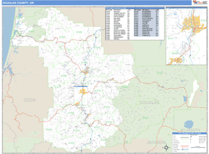 Douglas County, Oregon Zip Code Wall Map