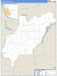 Douglas County, Washington Zip Code Wall Map