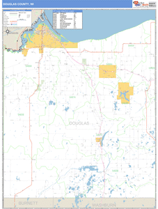 Douglas County, Wisconsin Zip Code Wall Map