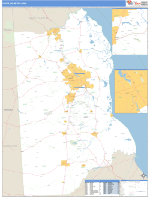 Dover, Delaware Metro Area Wall Map Market Maps (IDI)