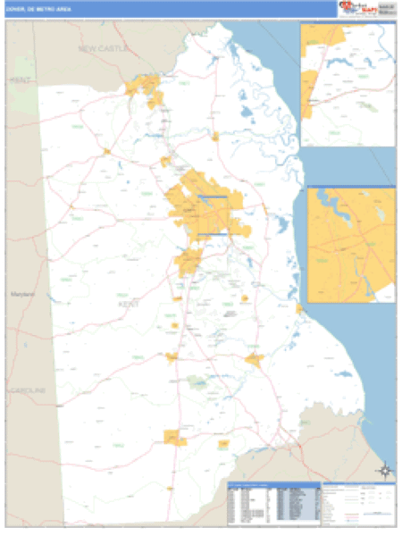 Dover, Delaware Metro Area Wall Map Market Maps (IDI)