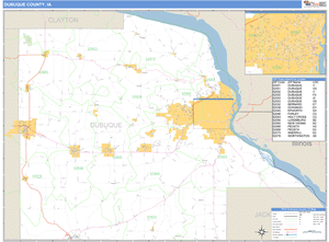 Dubuque County, Iowa Zip Code Wall Map