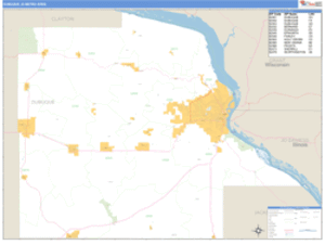Dubuque, Iowa Metro Area Wall Map