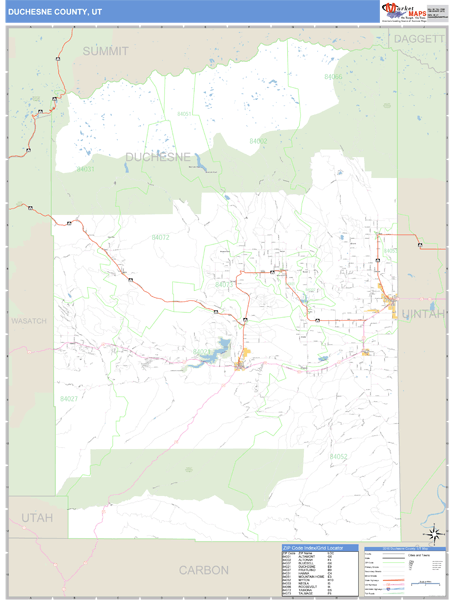Duchesne County, Utah Zip Code Wall Map Market Maps (IDI)