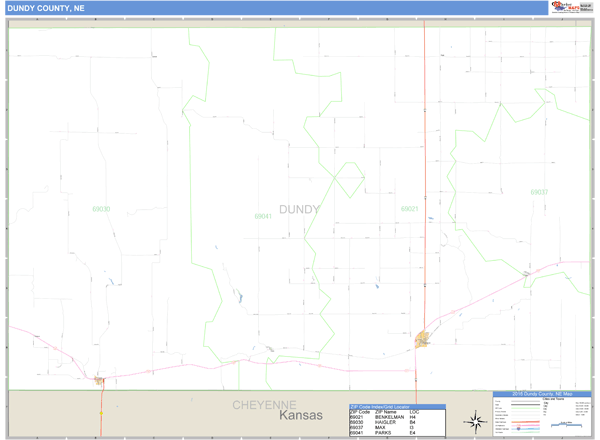 Dundy County, Nebraska Zip Code Wall Map Market Maps (IDI)