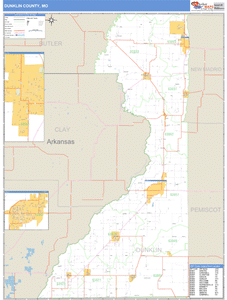 Dunklin County, Missouri Zip Code Wall Map