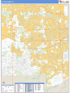 Dupage County, Illinois Zip Code Wall Map
