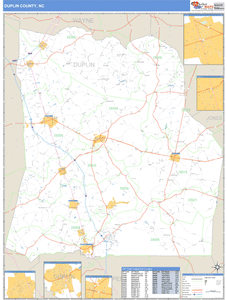 Duplin County, North Carolina Zip Code Wall Map