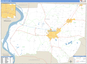 Dyer County, Tennessee Zip Code Wall Map