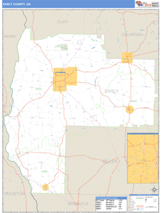 Early County, Georgia Zip Code Wall Map