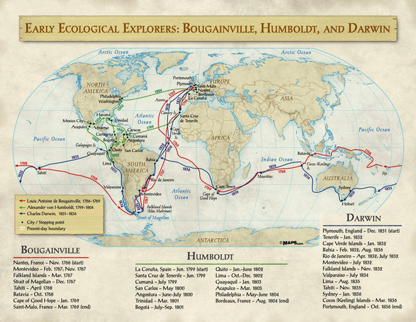 Early Ecological Explorers: Bougainville, Humboldt, and Darwin Maps.com