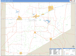 Eastland County, Texas Zip Code Wall Map