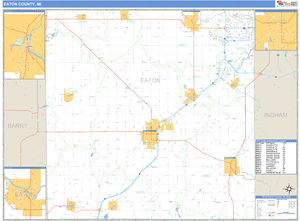 Eaton County, Michigan Zip Code Wall Map