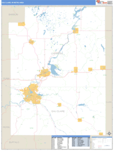 Eau Claire, Wisconsin Metro Area Wall Map