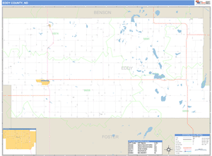 Eddy County, North Dakota Zip Code Wall Map