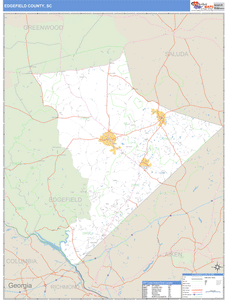 Edgefield County, South Carolina Zip Code Wall Map