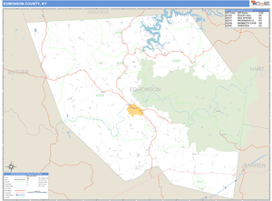 Edmonson County, Kentucky Zip Code Wall Map