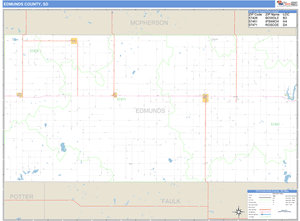 Edmunds County, South Dakota Zip Code Wall Map