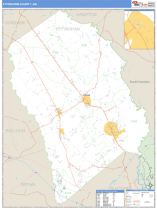 Effingham County, Georgia Zip Code Wall Map