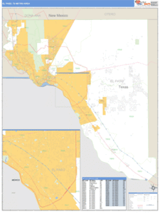 El Paso, Texas Metro Area Wall Map