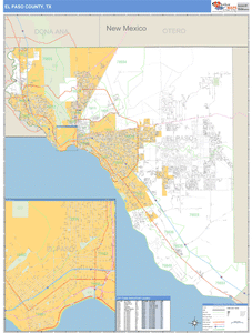 El Paso County, Texas Zip Code Wall Map