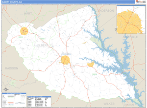 Elbert County, Georgia Zip Code Wall Map