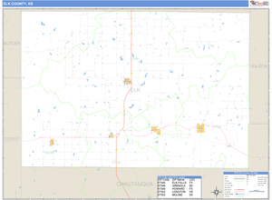 Elk County, Kansas Zip Code Wall Map
