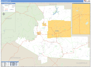 Elk County, Pennsylvania Zip Code Wall Map