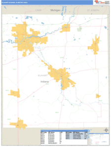 Elkhart-Goshen, Indiana Metro Area Wall Map