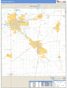 Elkhart County, Indiana Zip Code Wall Map