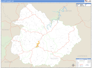 Elliott County, Kentucky Zip Code Wall Map