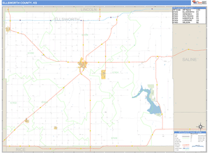 Ellsworth County, Kansas Zip Code Wall Map