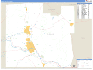 Elmira, New York Metro Area Wall Map