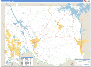 Elmore County, Alabama Zip Code Wall Map
