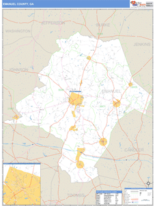 Emanuel County, Georgia Zip Code Wall Map