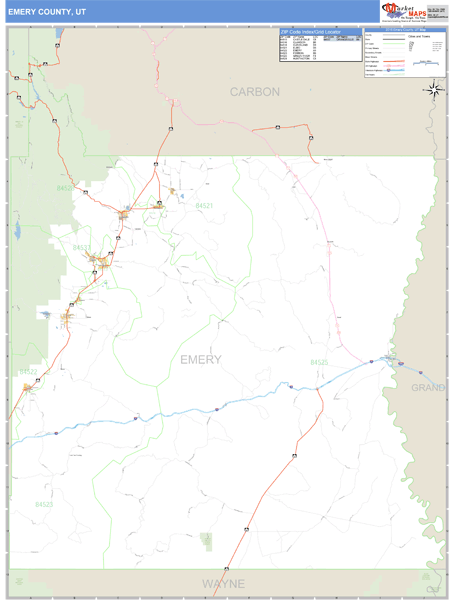 Emery County, Utah Zip Code Wall Map Market Maps (IDI)