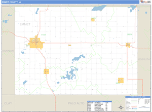 Emmet County, Iowa Zip Code Wall Map