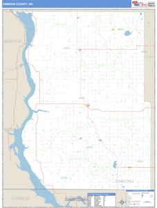 Emmons County, North Dakota Zip Code Wall Map