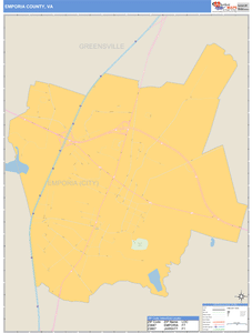Emporia County, Virginia Zip Code Wall Map