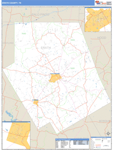 Erath County, Texas Zip Code Wall Map