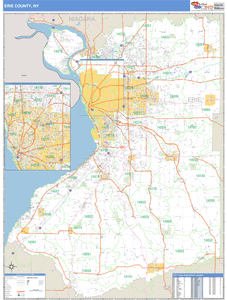 Erie County, New York Zip Code Wall Map