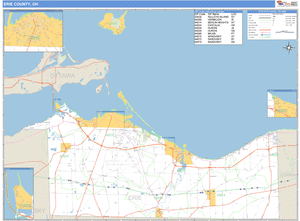Erie County, Ohio Zip Code Wall Map