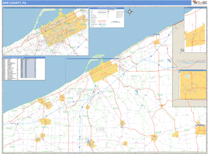 Erie County, Pennsylvania Zip Code Wall Map